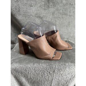 Steve Madden Tule Block Heel Sandals In Tan Nude Leather Women's Size 9 Mule